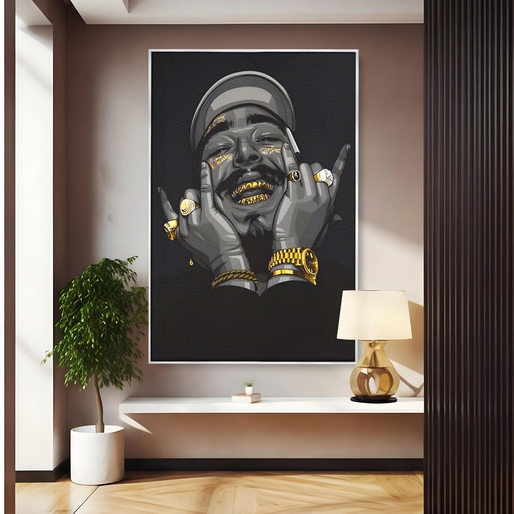 Tablou Canvas Premium LuxCanva® A1221, Post Malone , Decorativ, Living, Austin Richard Post, Rapper, Cantaret, Studio, Culori Vibrante