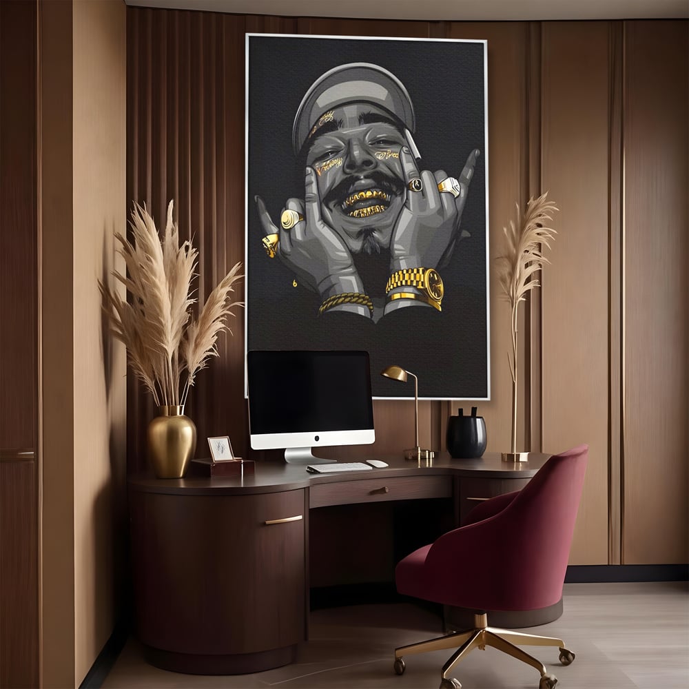 Tablou Canvas Premium LuxCanva® A1221, Post Malone , Decorativ, Living, Austin Richard Post, Rapper, Cantaret, Studio, Culori Vibrante