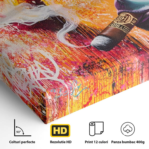 Tablou Canvas Premium LuxCanva® A1222, Mr. Gorilla , Decorativ, Gorila, Graffiti, Trabuc, Living, Culori Vibrante