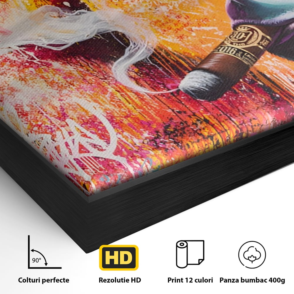Tablou Canvas Premium LuxCanva® A1222, Mr. Gorilla , Decorativ, Gorila, Graffiti, Trabuc, Living, Culori Vibrante