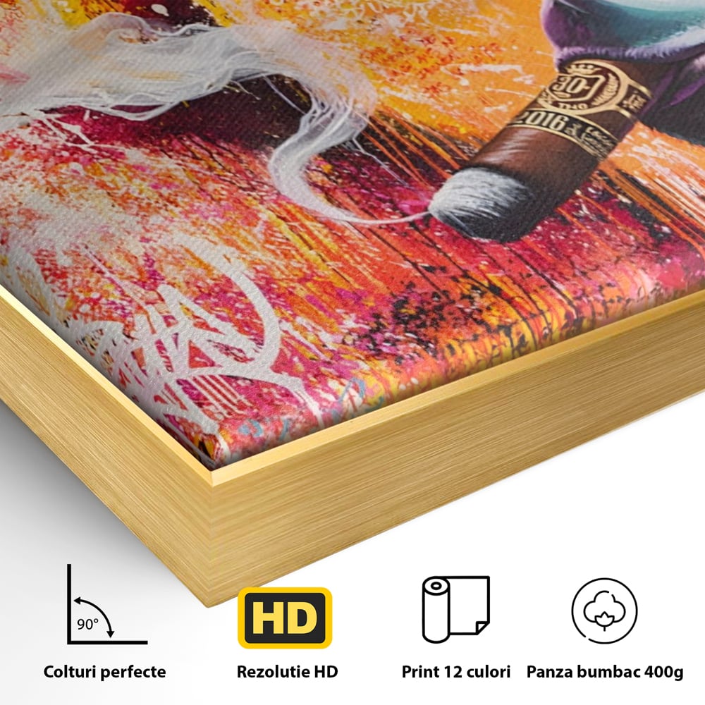 Tablou Canvas Premium LuxCanva® A1222, Mr. Gorilla , Decorativ, Gorila, Graffiti, Trabuc, Living, Culori Vibrante
