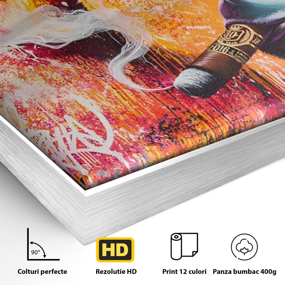 Tablou Canvas Premium LuxCanva® A1222, Mr. Gorilla , Decorativ, Gorila, Graffiti, Trabuc, Living, Culori Vibrante