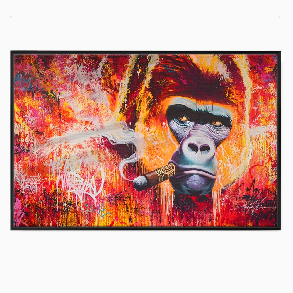 Tablou Canvas Premium LuxCanva® A1222, Mr. Gorilla , Decorativ, Gorila, Graffiti, Trabuc, Living, Culori Vibrante
