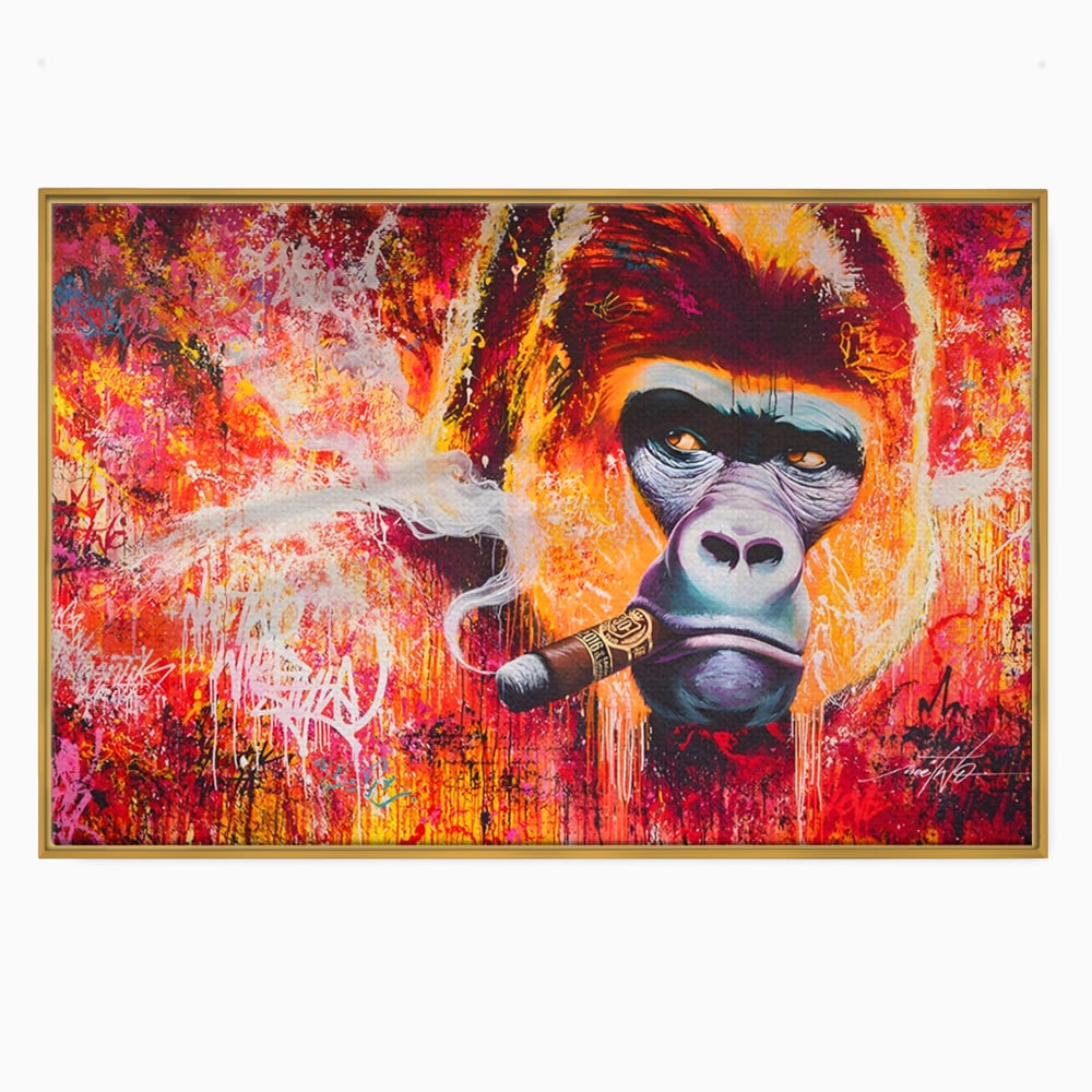 Tablou Canvas Premium LuxCanva® A1222, Mr. Gorilla , Decorativ, Gorila, Graffiti, Trabuc, Living, Culori Vibrante