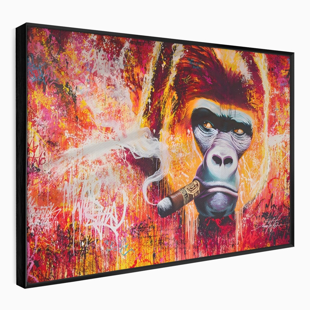 Tablou Canvas Premium LuxCanva® A1222, Mr. Gorilla , Decorativ, Gorila, Graffiti, Trabuc, Living, Culori Vibrante