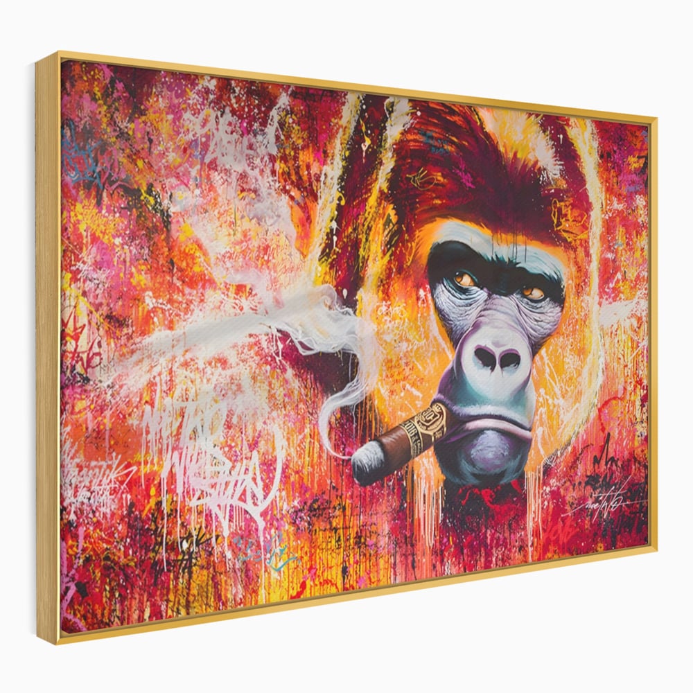Tablou Canvas Premium LuxCanva® A1222, Mr. Gorilla , Decorativ, Gorila, Graffiti, Trabuc, Living, Culori Vibrante