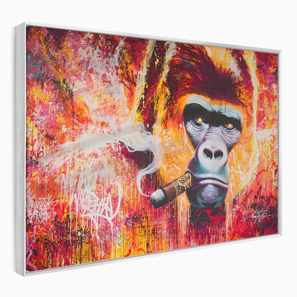 Tablou Canvas Premium LuxCanva® A1222, Mr. Gorilla , Decorativ, Gorila, Graffiti, Trabuc, Living, Culori Vibrante