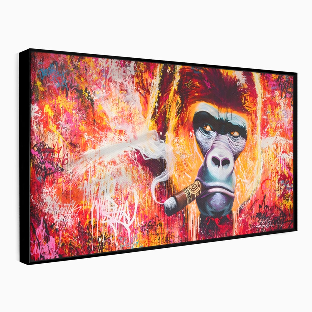 Tablou Canvas Premium LuxCanva® A1222, Mr. Gorilla , Decorativ, Gorila, Graffiti, Trabuc, Living, Culori Vibrante