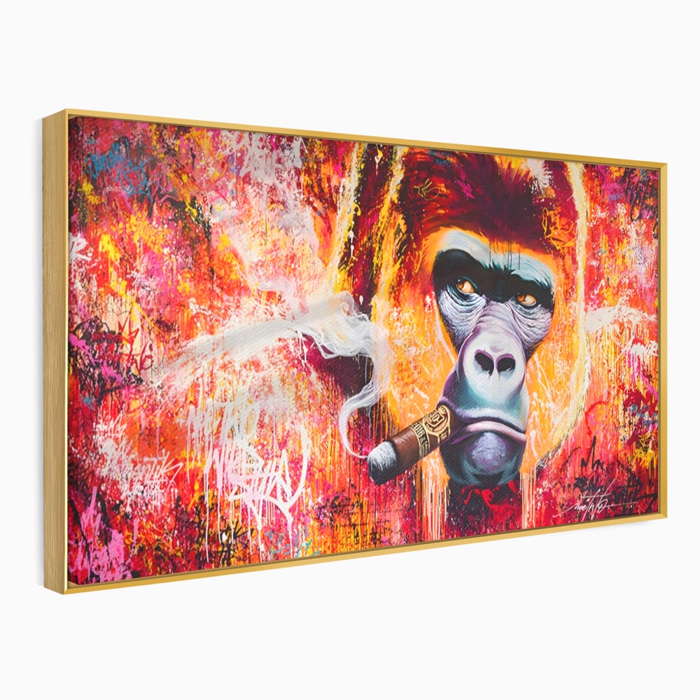 Tablou Canvas Premium LuxCanva® A1222, Mr. Gorilla , Decorativ, Gorila, Graffiti, Trabuc, Living, Culori Vibrante