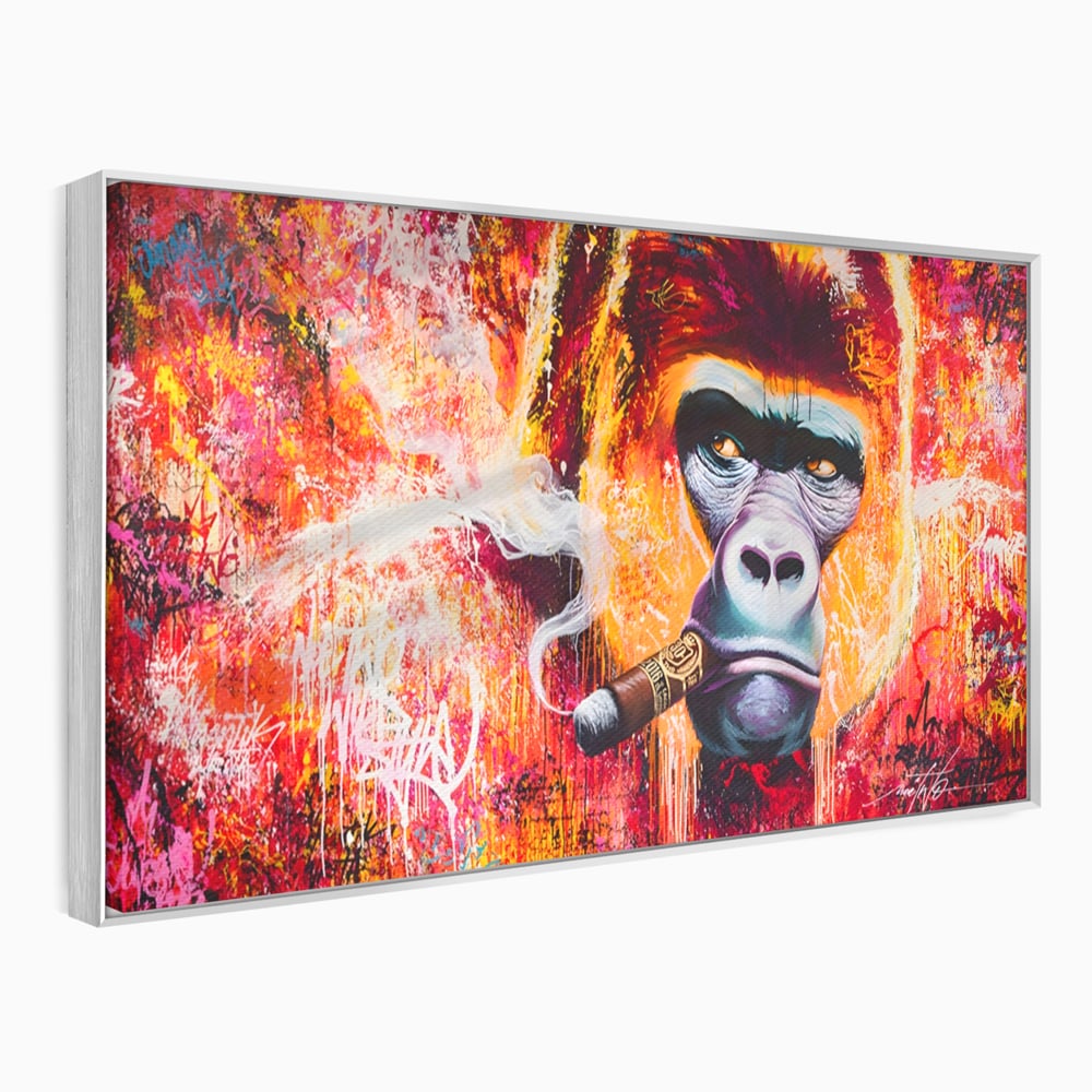 Tablou Canvas Premium LuxCanva® A1222, Mr. Gorilla , Decorativ, Gorila, Graffiti, Trabuc, Living, Culori Vibrante