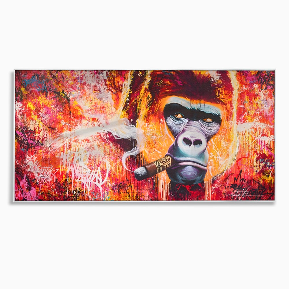 Tablou Canvas Premium LuxCanva® A1222, Mr. Gorilla , Decorativ, Gorila, Graffiti, Trabuc, Living, Culori Vibrante