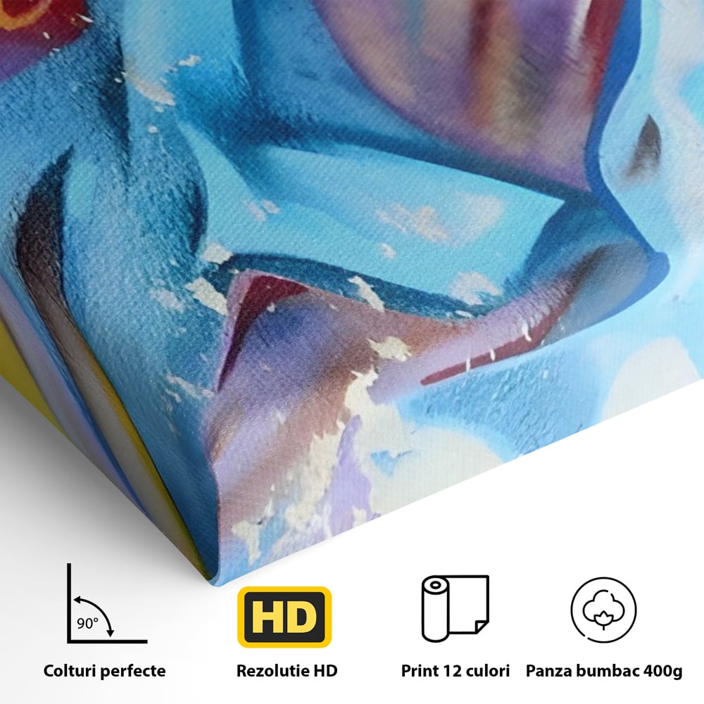 Tablou Canvas Premium LuxCanva® A1223, Multicolor , Decorativ, Dormitor, Colorat, Abstract, Albastru, Living, Culori Vibrante
