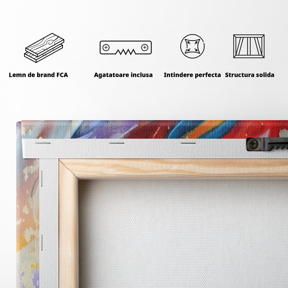 Tablou Canvas Premium LuxCanva® A1223, Multicolor , Decorativ, Dormitor, Colorat, Abstract, Albastru, Living, Culori Vibrante