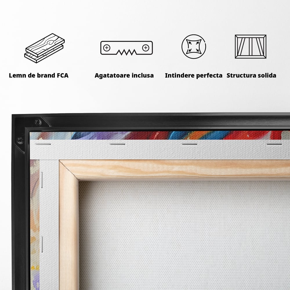 Tablou Canvas Premium LuxCanva® A1223, Multicolor , Decorativ, Dormitor, Colorat, Abstract, Albastru, Living, Culori Vibrante