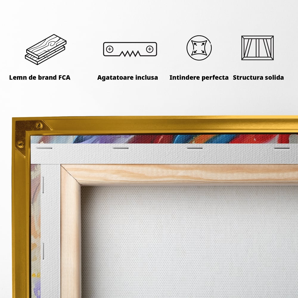 Tablou Canvas Premium LuxCanva® A1223, Multicolor , Decorativ, Dormitor, Colorat, Abstract, Albastru, Living, Culori Vibrante