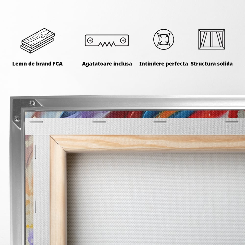 Tablou Canvas Premium LuxCanva® A1223, Multicolor , Decorativ, Dormitor, Colorat, Abstract, Albastru, Living, Culori Vibrante