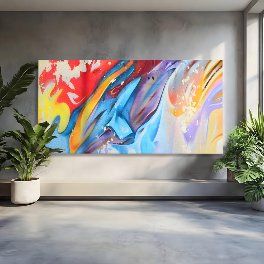 Tablou Canvas Premium LuxCanva® A1223, Multicolor , Decorativ, Dormitor, Colorat, Abstract, Albastru, Living, Culori Vibrante