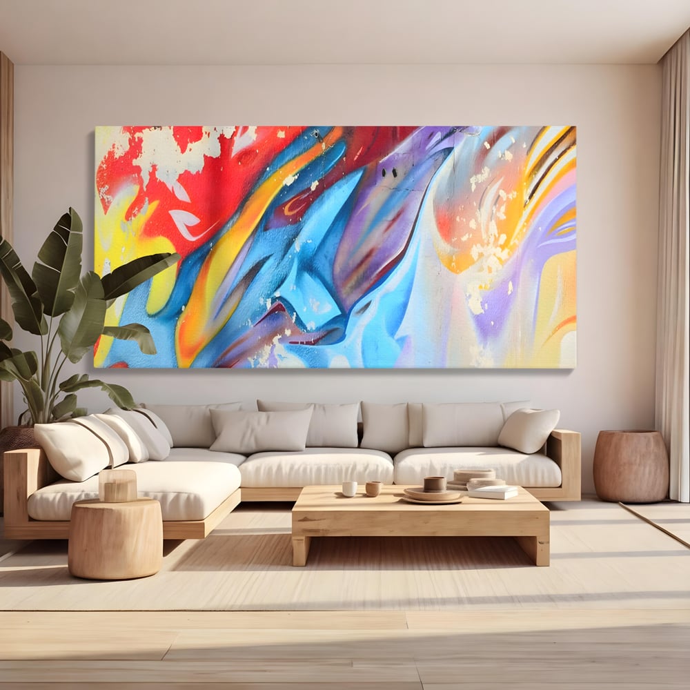 Tablou Canvas Premium LuxCanva® A1223, Multicolor , Decorativ, Dormitor, Colorat, Abstract, Albastru, Living, Culori Vibrante