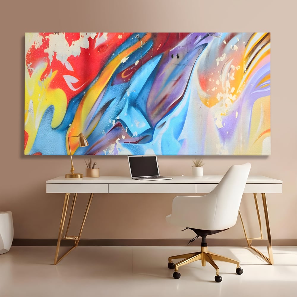Tablou Canvas Premium LuxCanva® A1223, Multicolor , Decorativ, Dormitor, Colorat, Abstract, Albastru, Living, Culori Vibrante