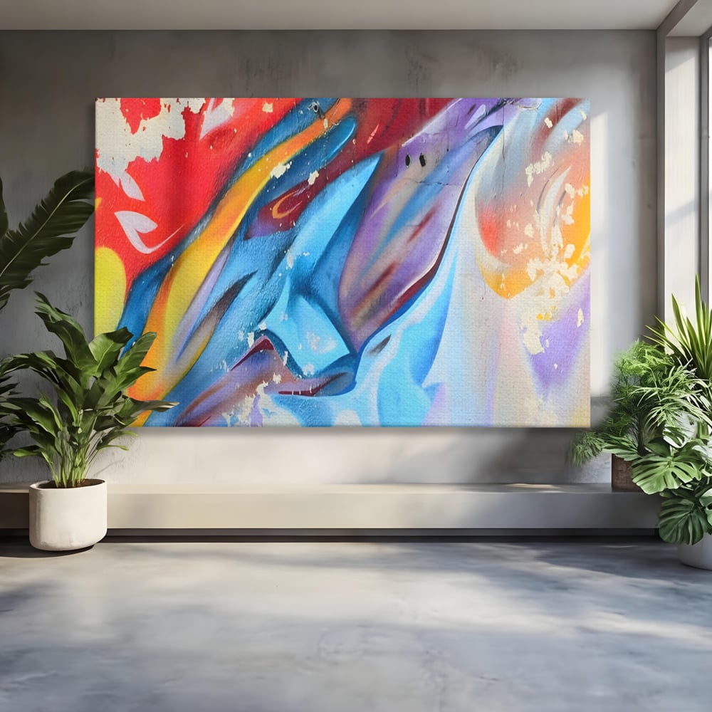 Tablou Canvas Premium LuxCanva® A1223, Multicolor , Decorativ, Dormitor, Colorat, Abstract, Albastru, Living, Culori Vibrante