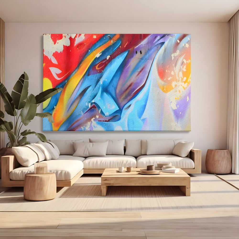 Tablou Canvas Premium LuxCanva® A1223, Multicolor , Decorativ, Dormitor, Colorat, Abstract, Albastru, Living, Culori Vibrante