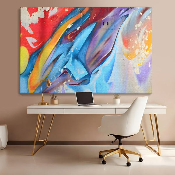 Tablou Canvas Premium LuxCanva® A1223, Multicolor , Decorativ, Dormitor, Colorat, Abstract, Albastru, Living, Culori Vibrante