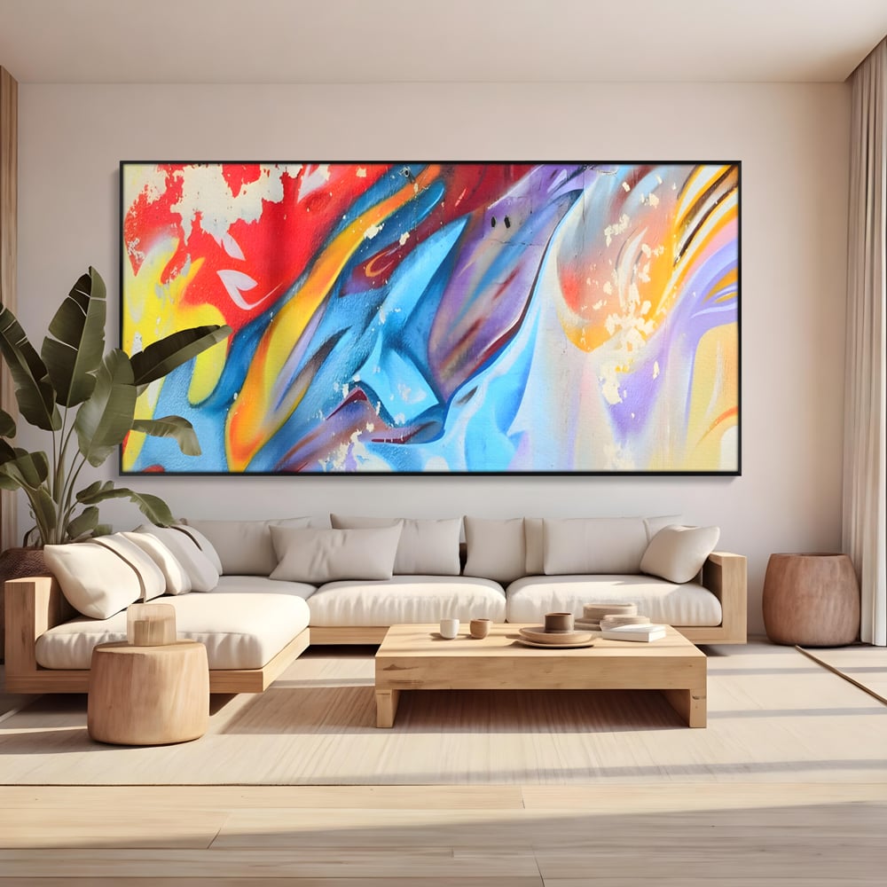 Tablou Canvas Premium LuxCanva® A1223, Multicolor , Decorativ, Dormitor, Colorat, Abstract, Albastru, Living, Culori Vibrante