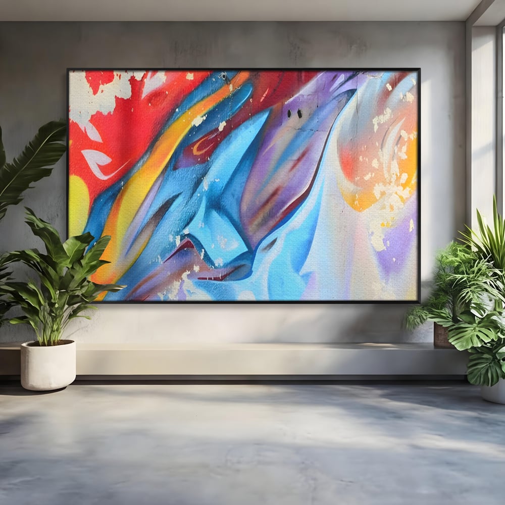 Tablou Canvas Premium LuxCanva® A1223, Multicolor , Decorativ, Dormitor, Colorat, Abstract, Albastru, Living, Culori Vibrante