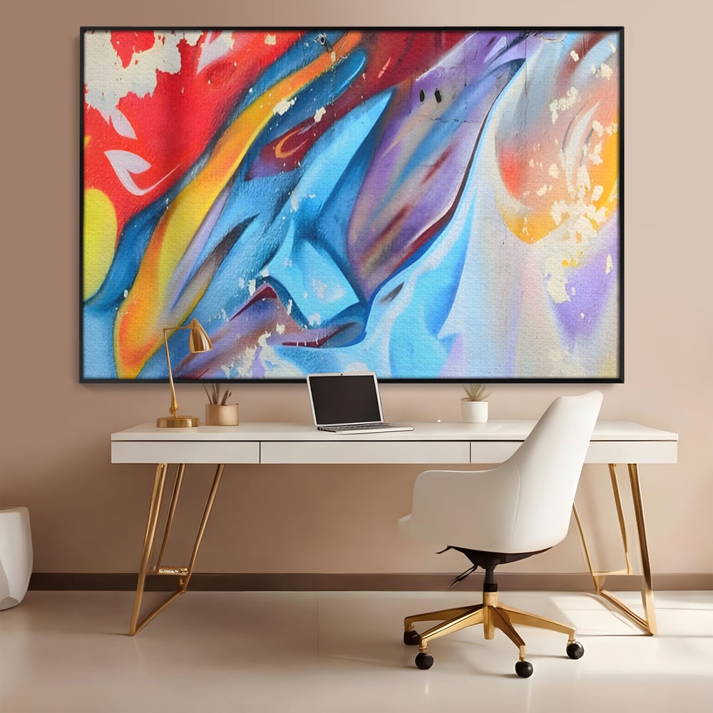 Tablou Canvas Premium LuxCanva® A1223, Multicolor , Decorativ, Dormitor, Colorat, Abstract, Albastru, Living, Culori Vibrante