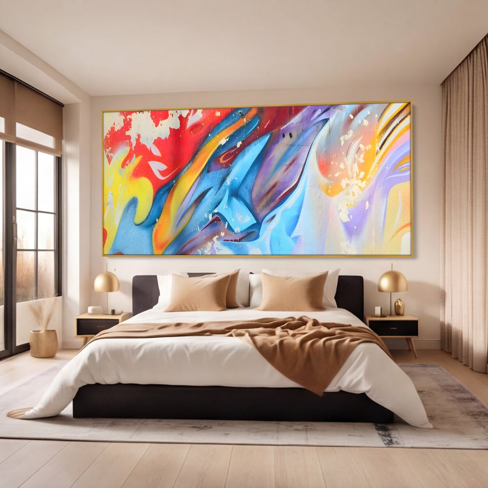 Tablou Canvas Premium LuxCanva® A1223, Multicolor , Decorativ, Dormitor, Colorat, Abstract, Albastru, Living, Culori Vibrante