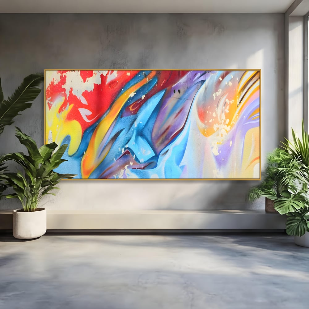 Tablou Canvas Premium LuxCanva® A1223, Multicolor , Decorativ, Dormitor, Colorat, Abstract, Albastru, Living, Culori Vibrante
