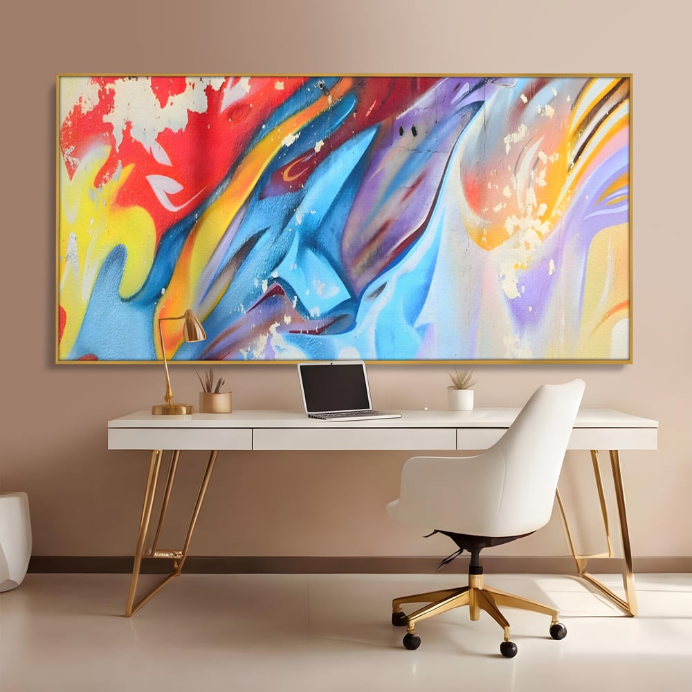 Tablou Canvas Premium LuxCanva® A1223, Multicolor , Decorativ, Dormitor, Colorat, Abstract, Albastru, Living, Culori Vibrante