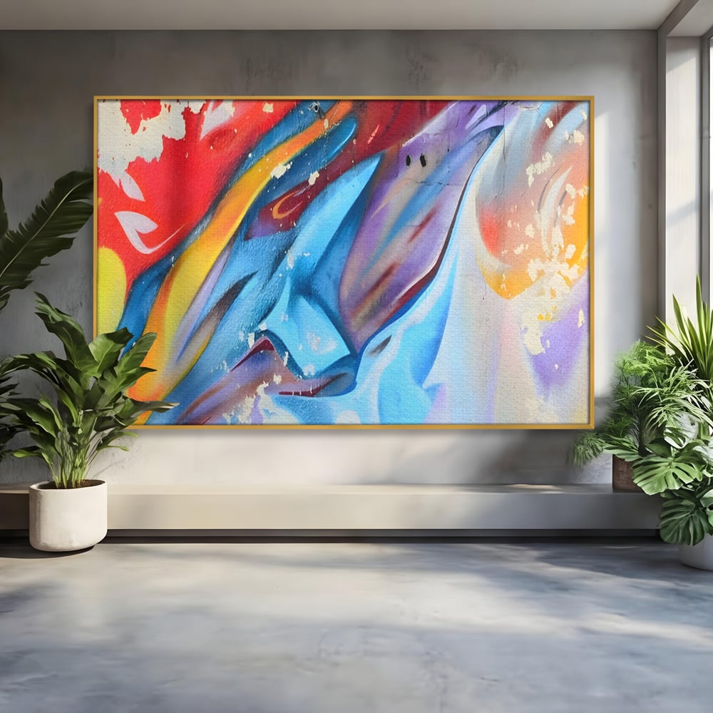 Tablou Canvas Premium LuxCanva® A1223, Multicolor , Decorativ, Dormitor, Colorat, Abstract, Albastru, Living, Culori Vibrante