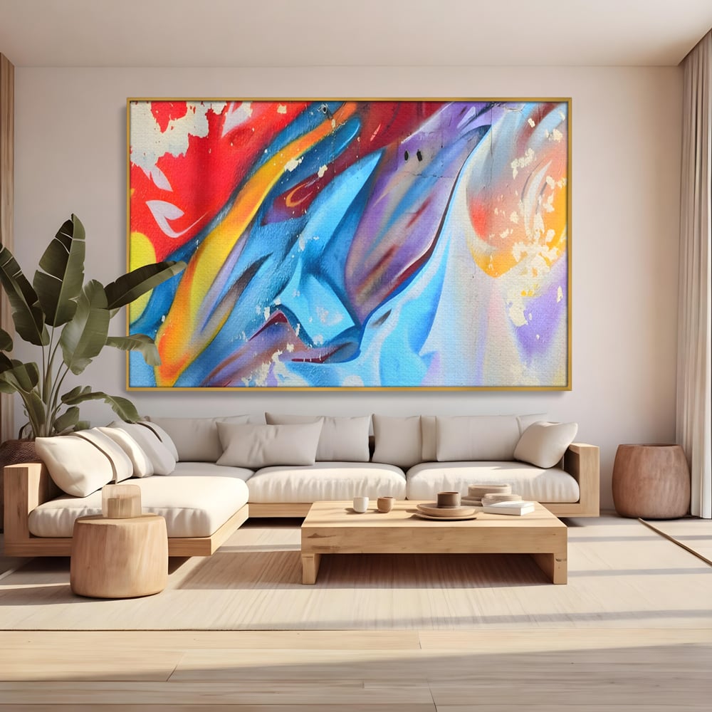 Tablou Canvas Premium LuxCanva® A1223, Multicolor , Decorativ, Dormitor, Colorat, Abstract, Albastru, Living, Culori Vibrante