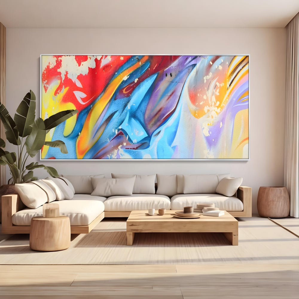 Tablou Canvas Premium LuxCanva® A1223, Multicolor , Decorativ, Dormitor, Colorat, Abstract, Albastru, Living, Culori Vibrante