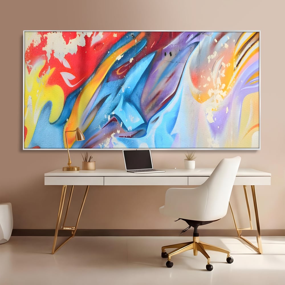 Tablou Canvas Premium LuxCanva® A1223, Multicolor , Decorativ, Dormitor, Colorat, Abstract, Albastru, Living, Culori Vibrante