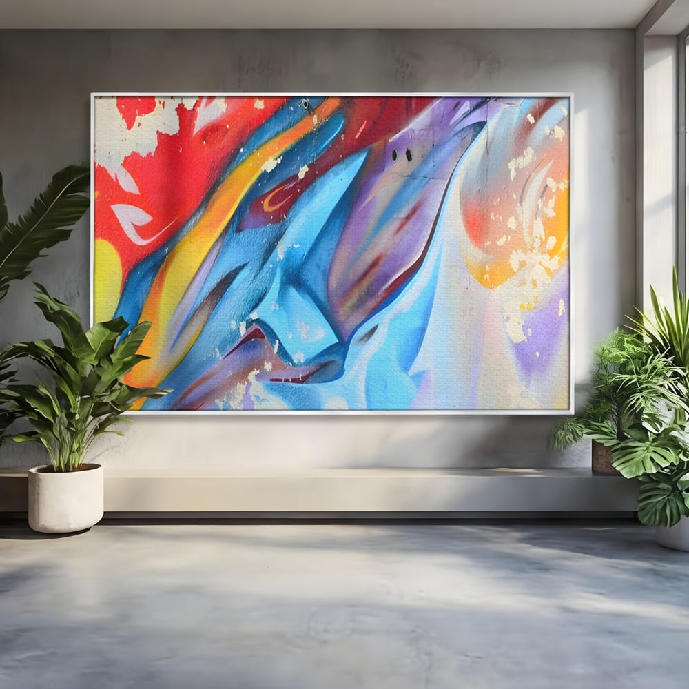 Tablou Canvas Premium LuxCanva® A1223, Multicolor , Decorativ, Dormitor, Colorat, Abstract, Albastru, Living, Culori Vibrante