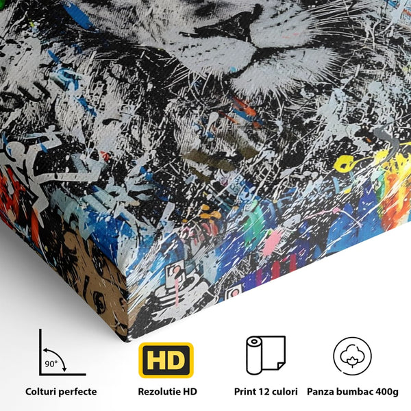 Tablou Canvas Premium LuxCanva® A1224, The King Lion , Decorativ, Dormitor, Leu, Regele Junglei, Colorat, Salvador Dalí, Living, Culori Vibrante
