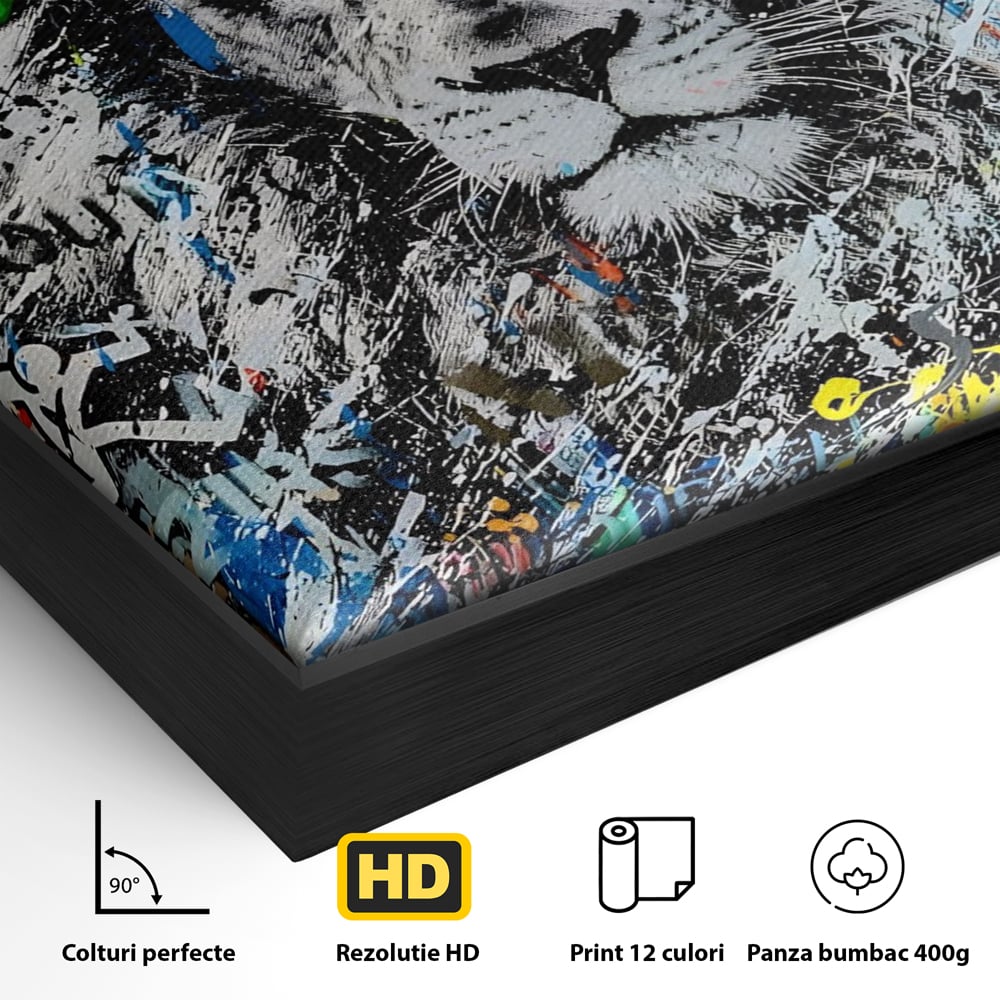 Tablou Canvas Premium LuxCanva® A1224, The King Lion , Decorativ, Dormitor, Leu, Regele Junglei, Colorat, Salvador Dalí, Living, Culori Vibrante