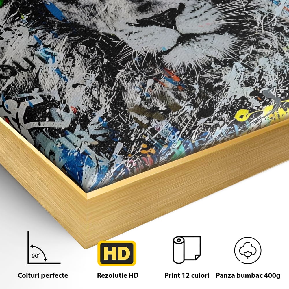 Tablou Canvas Premium LuxCanva® A1224, The King Lion , Decorativ, Dormitor, Leu, Regele Junglei, Colorat, Salvador Dalí, Living, Culori Vibrante