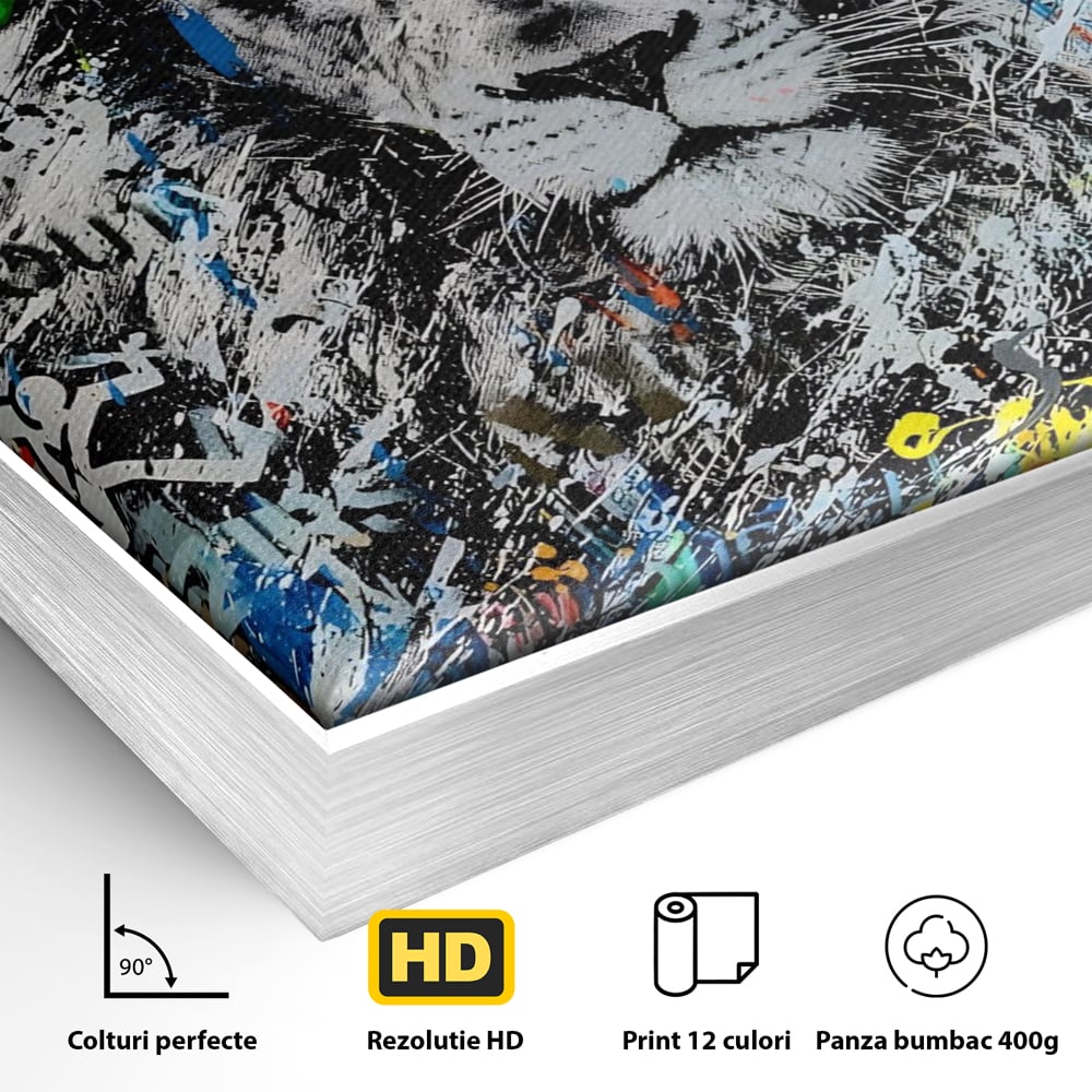 Tablou Canvas Premium LuxCanva® A1224, The King Lion , Decorativ, Dormitor, Leu, Regele Junglei, Colorat, Salvador Dalí, Living, Culori Vibrante