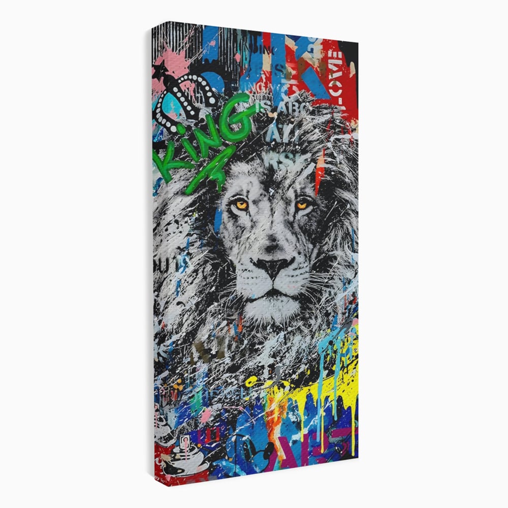 Tablou Canvas Premium LuxCanva® A1224, The King Lion , Decorativ, Dormitor, Leu, Regele Junglei, Colorat, Salvador Dalí, Living, Culori Vibrante