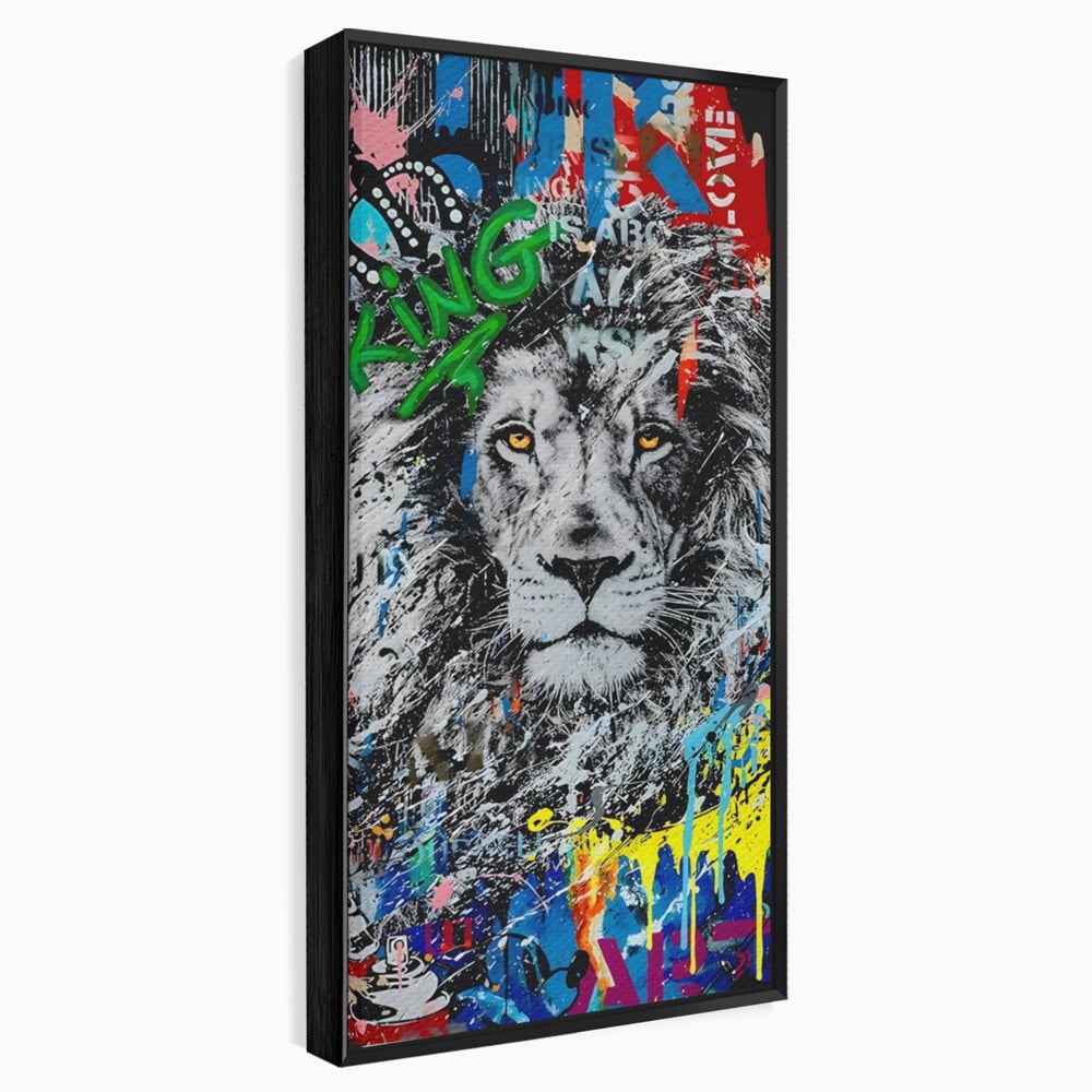 Tablou Canvas Premium LuxCanva® A1224, The King Lion , Decorativ, Dormitor, Leu, Regele Junglei, Colorat, Salvador Dalí, Living, Culori Vibrante