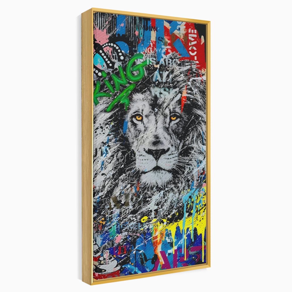 Tablou Canvas Premium LuxCanva® A1224, The King Lion , Decorativ, Dormitor, Leu, Regele Junglei, Colorat, Salvador Dalí, Living, Culori Vibrante