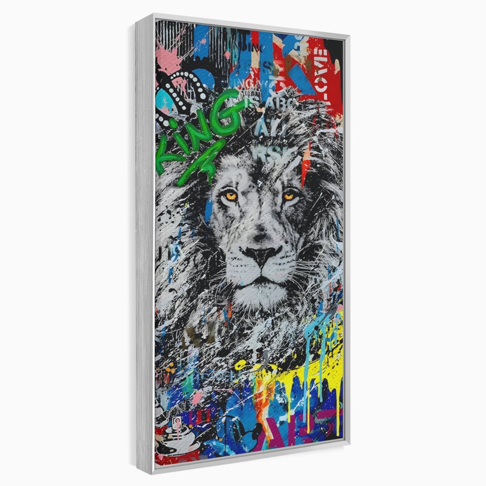 Tablou Canvas Premium LuxCanva® A1224, The King Lion , Decorativ, Dormitor, Leu, Regele Junglei, Colorat, Salvador Dalí, Living, Culori Vibrante