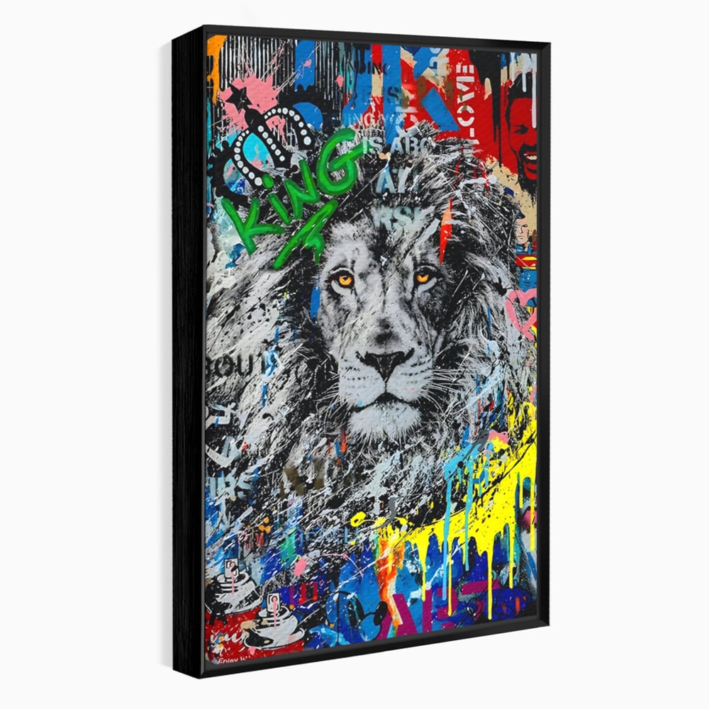 Tablou Canvas Premium LuxCanva® A1224, The King Lion , Decorativ, Dormitor, Leu, Regele Junglei, Colorat, Salvador Dalí, Living, Culori Vibrante