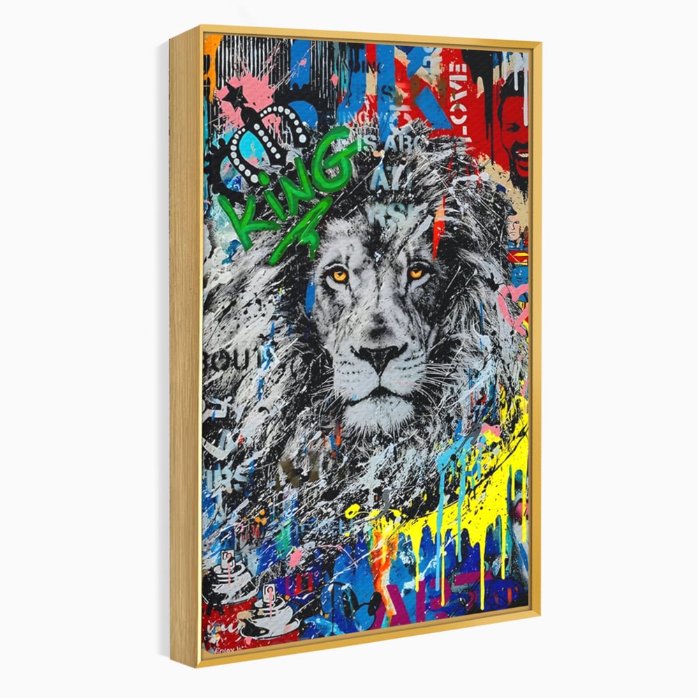 Tablou Canvas Premium LuxCanva® A1224, The King Lion , Decorativ, Dormitor, Leu, Regele Junglei, Colorat, Salvador Dalí, Living, Culori Vibrante