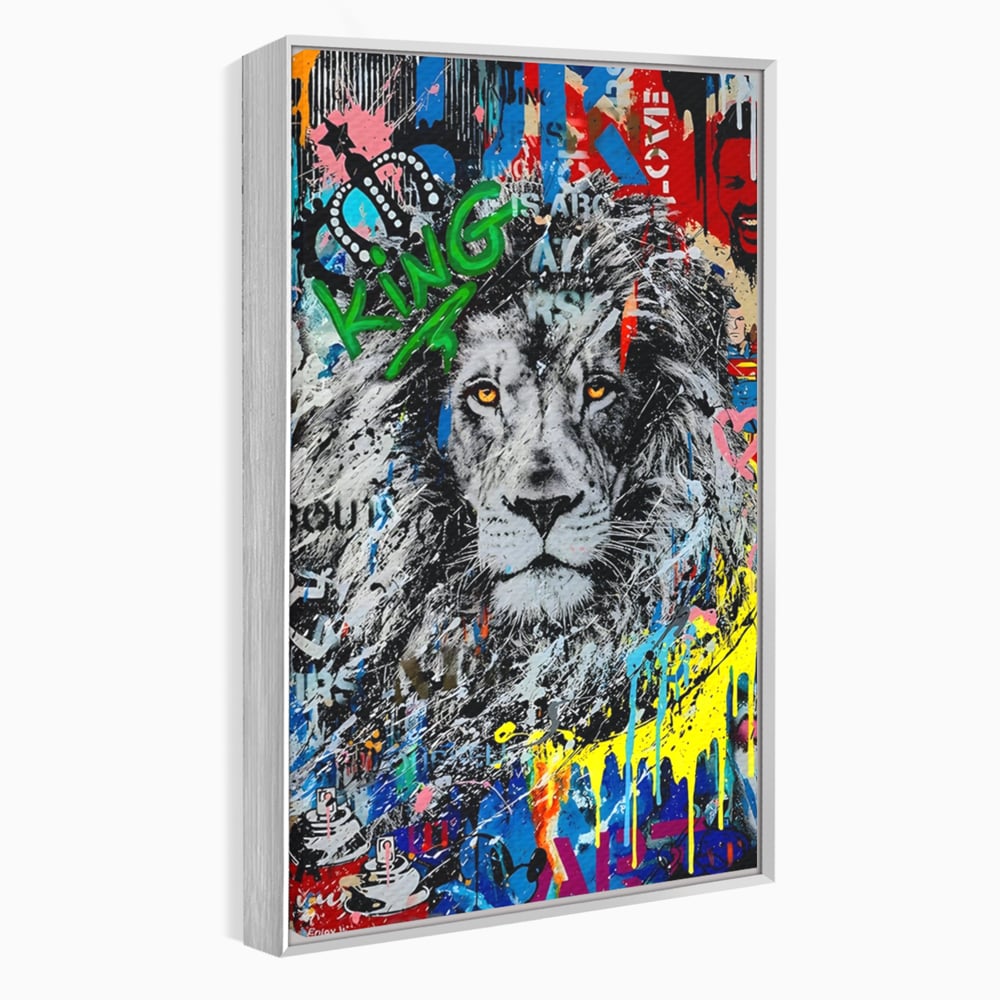 Tablou Canvas Premium LuxCanva® A1224, The King Lion , Decorativ, Dormitor, Leu, Regele Junglei, Colorat, Salvador Dalí, Living, Culori Vibrante