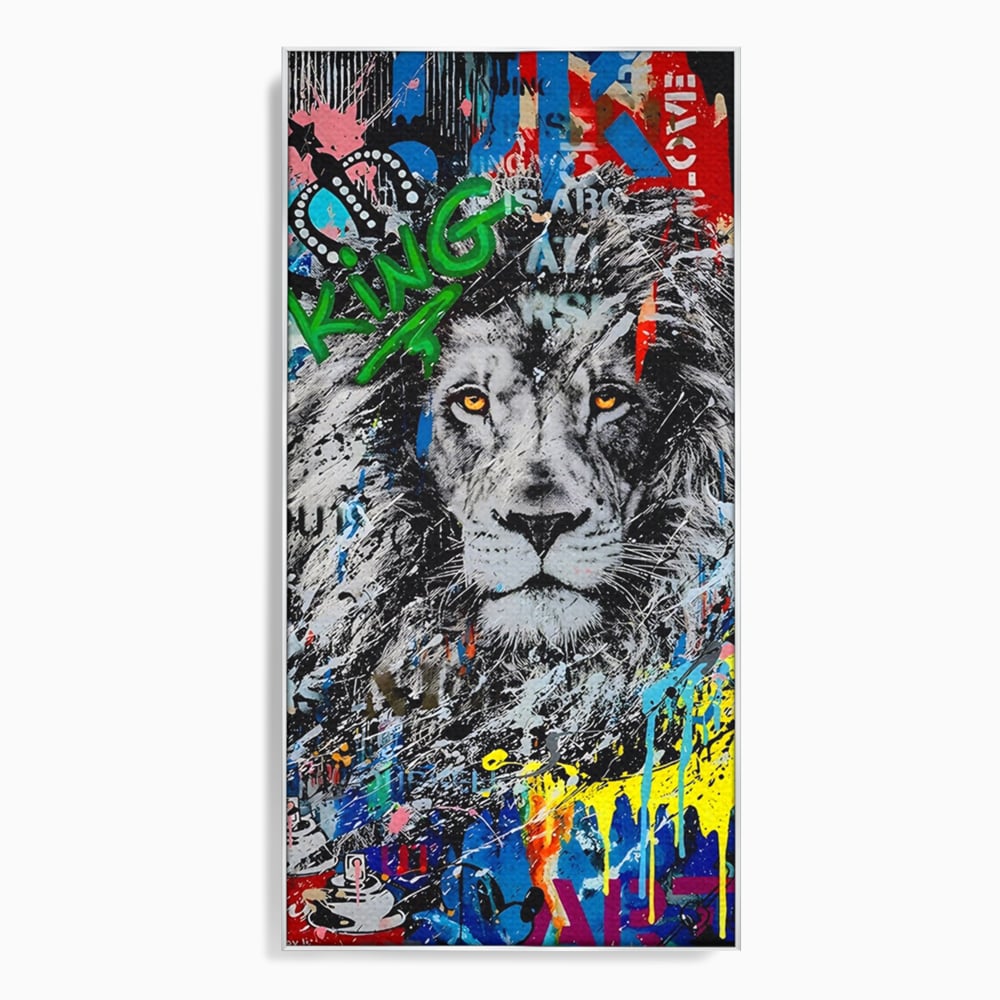 Tablou Canvas Premium LuxCanva® A1224, The King Lion , Decorativ, Dormitor, Leu, Regele Junglei, Colorat, Salvador Dalí, Living, Culori Vibrante