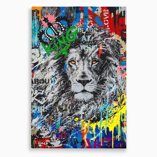 Tablou Canvas Premium LuxCanva® A1224, The King Lion , Decorativ, Dormitor, Leu, Regele Junglei, Colorat, Salvador Dalí, Living, Culori Vibrante